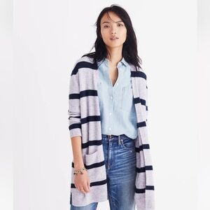 Madewell Kent Cardigan Long Sweater In Coziest Yarn In Stripe